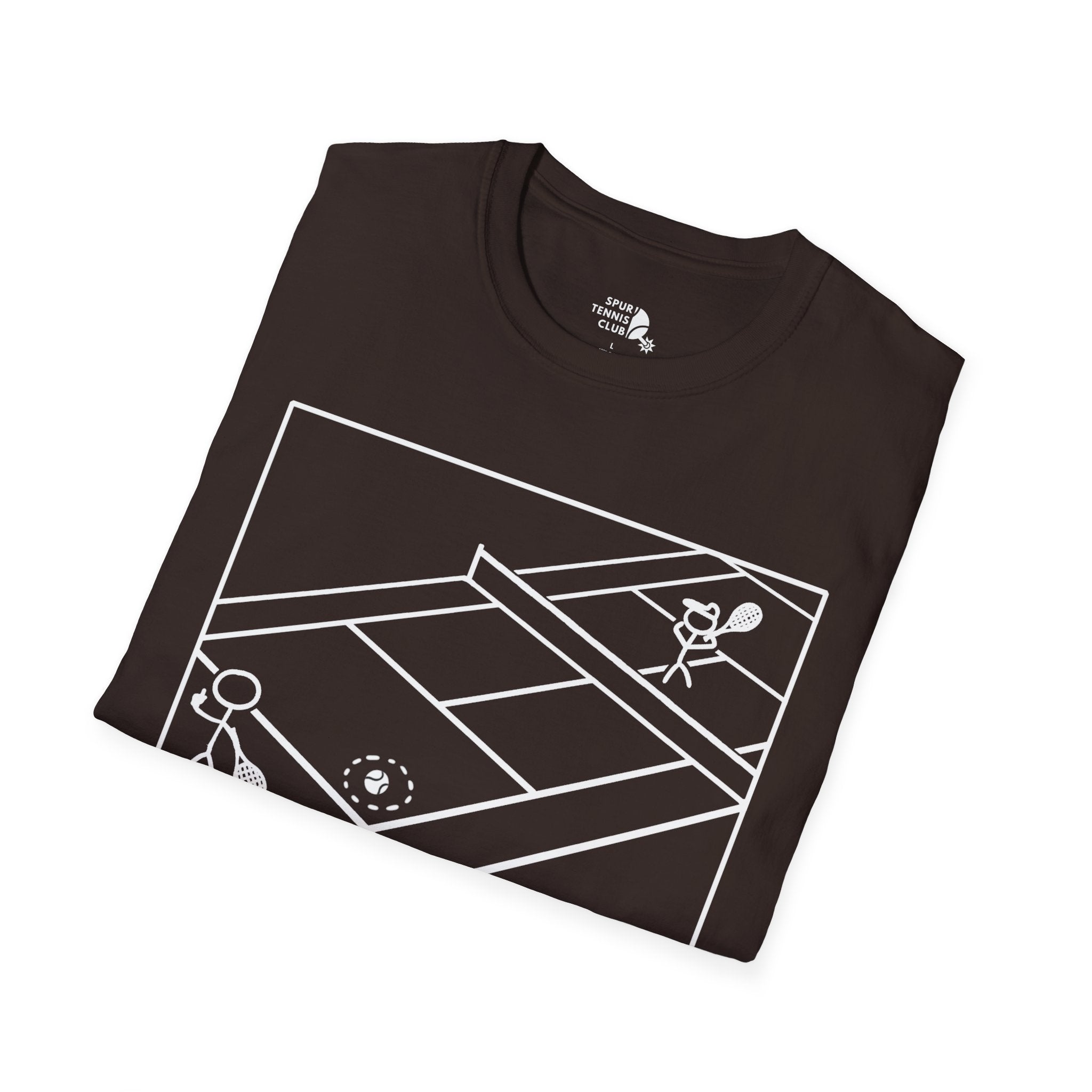 'OUT!' Funny Stick Figure Tennis Court Graphic Tee