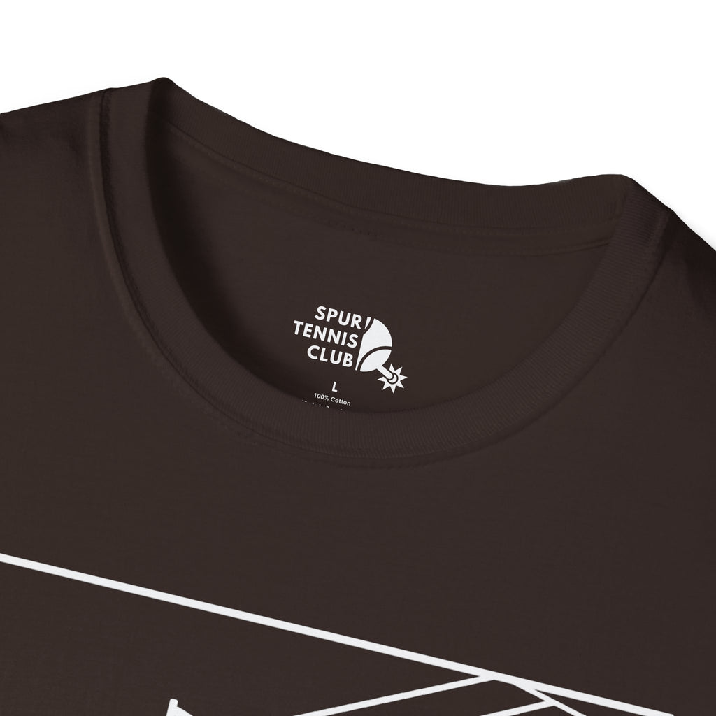 'OUT!' Funny Stick Figure Tennis Court Graphic Tee