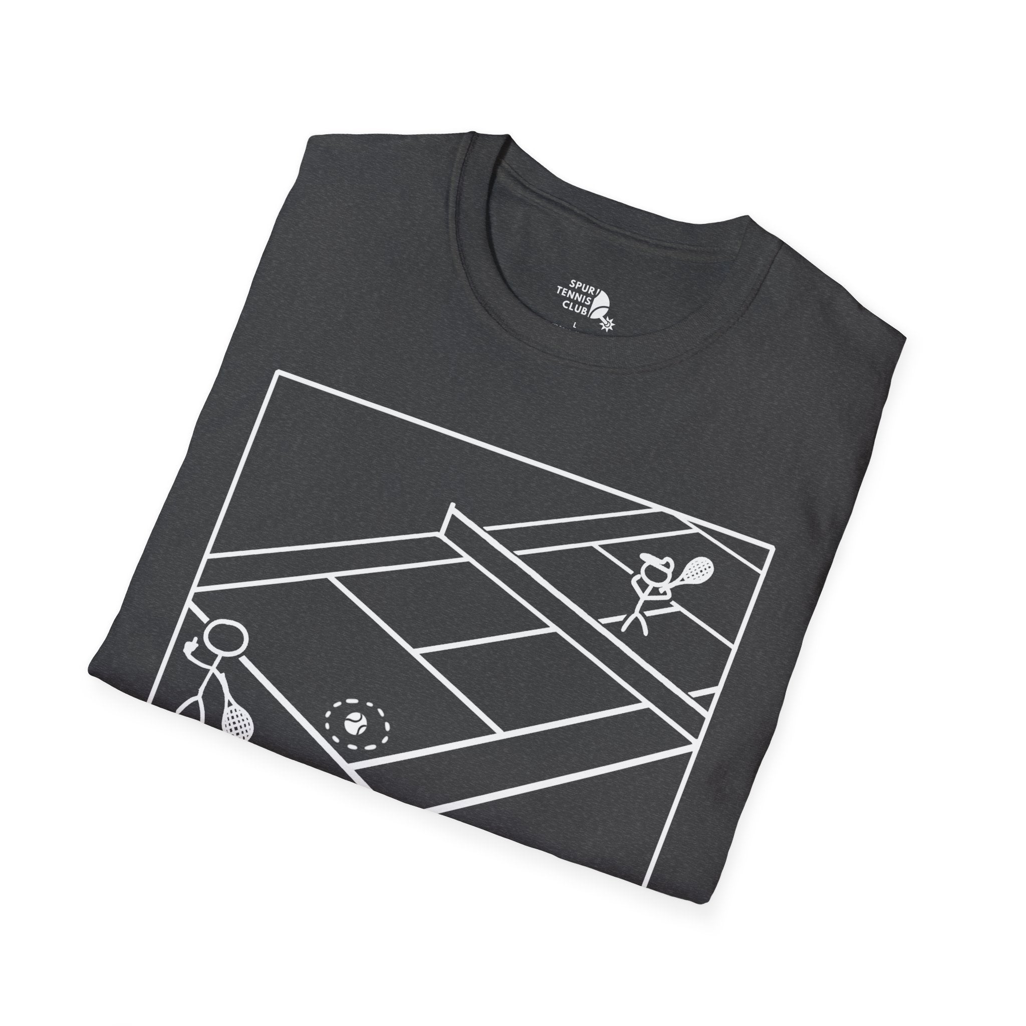 'OUT!' Funny Stick Figure Tennis Court Graphic Tee