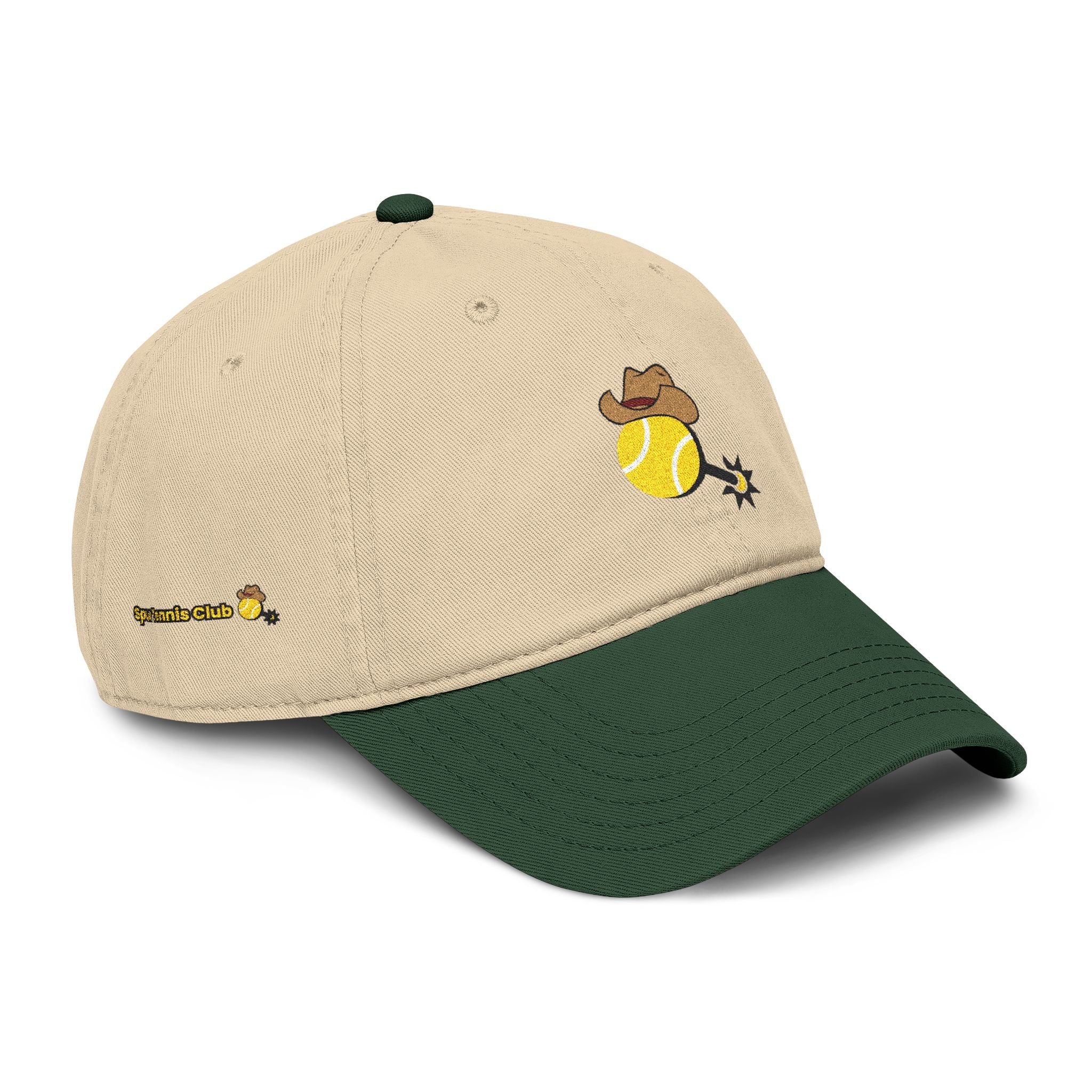 Cowboy Tennis Ball Embroidered Baseball Cap – Washed Two-Tone Dad Hat