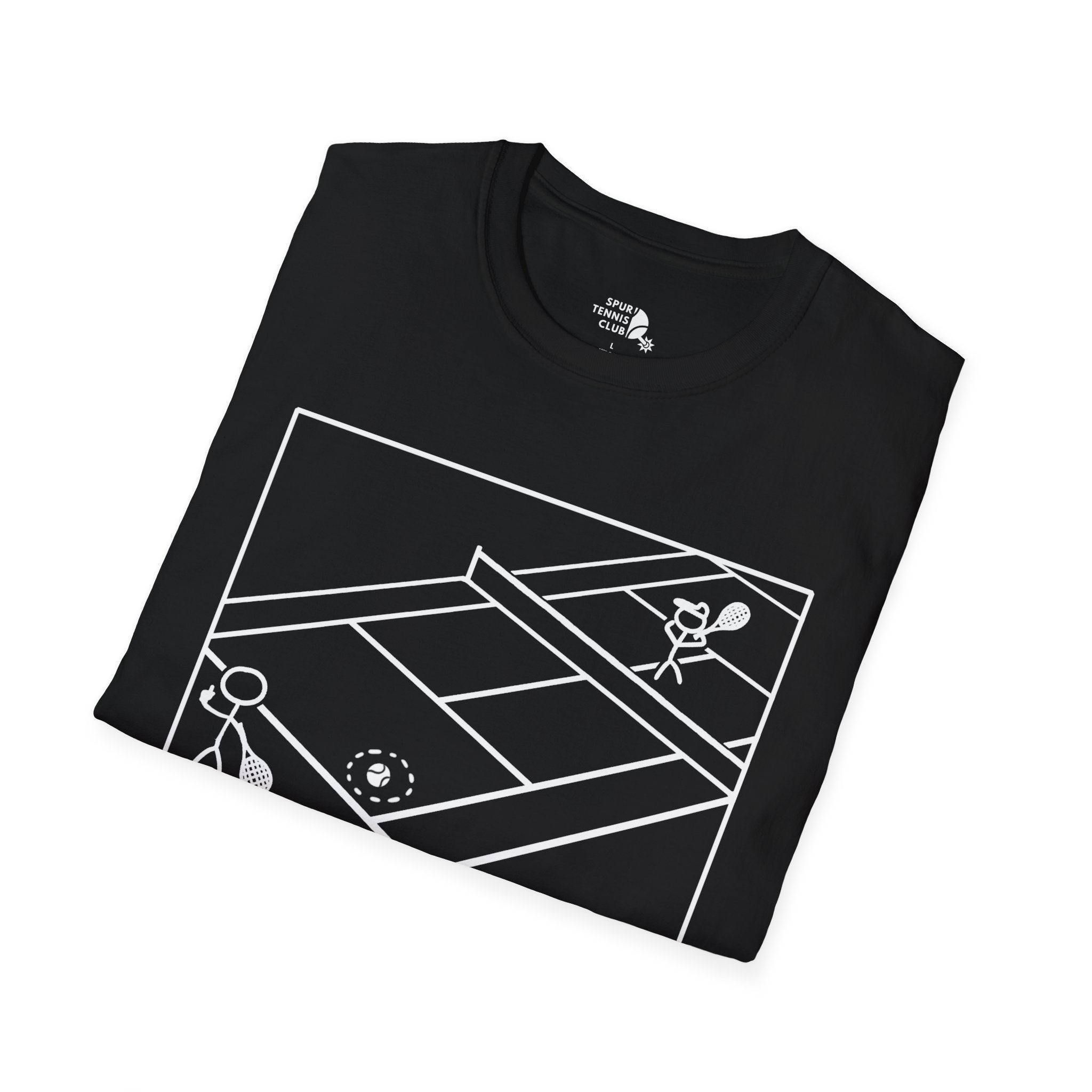 'OUT!' Funny Stick Figure Tennis Court Graphic Tee