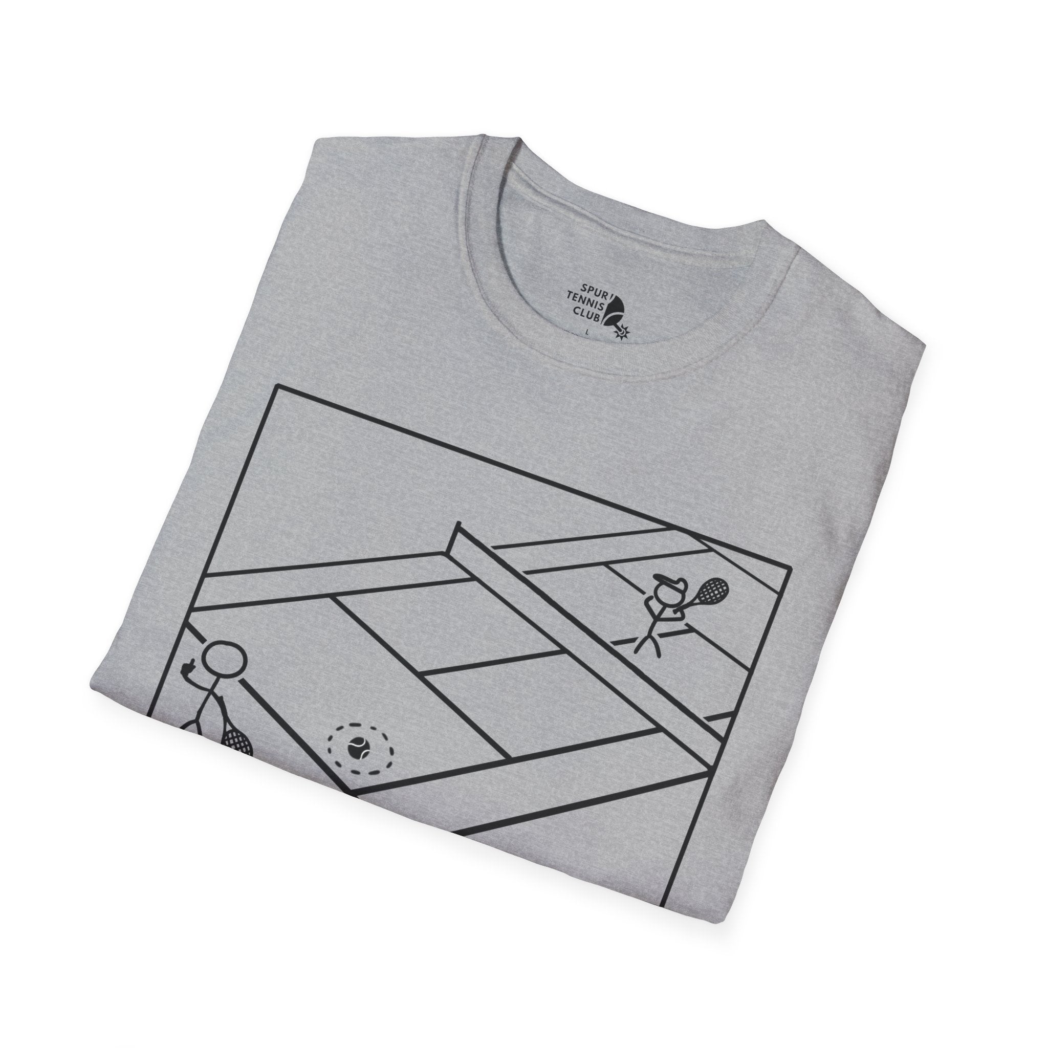 'OUT!' Funny Stick Figure Tennis Court Graphic Tee