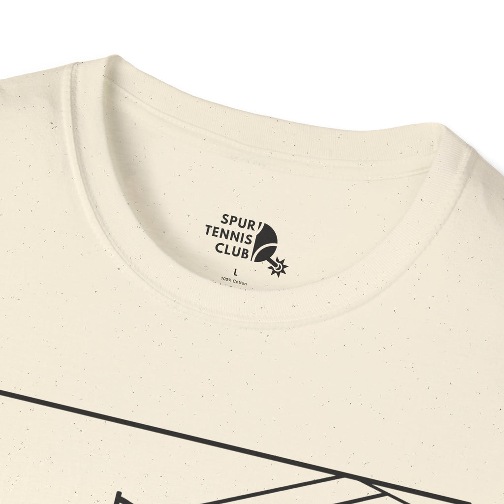 'OUT!' Funny Stick Figure Tennis Court Graphic Tee
