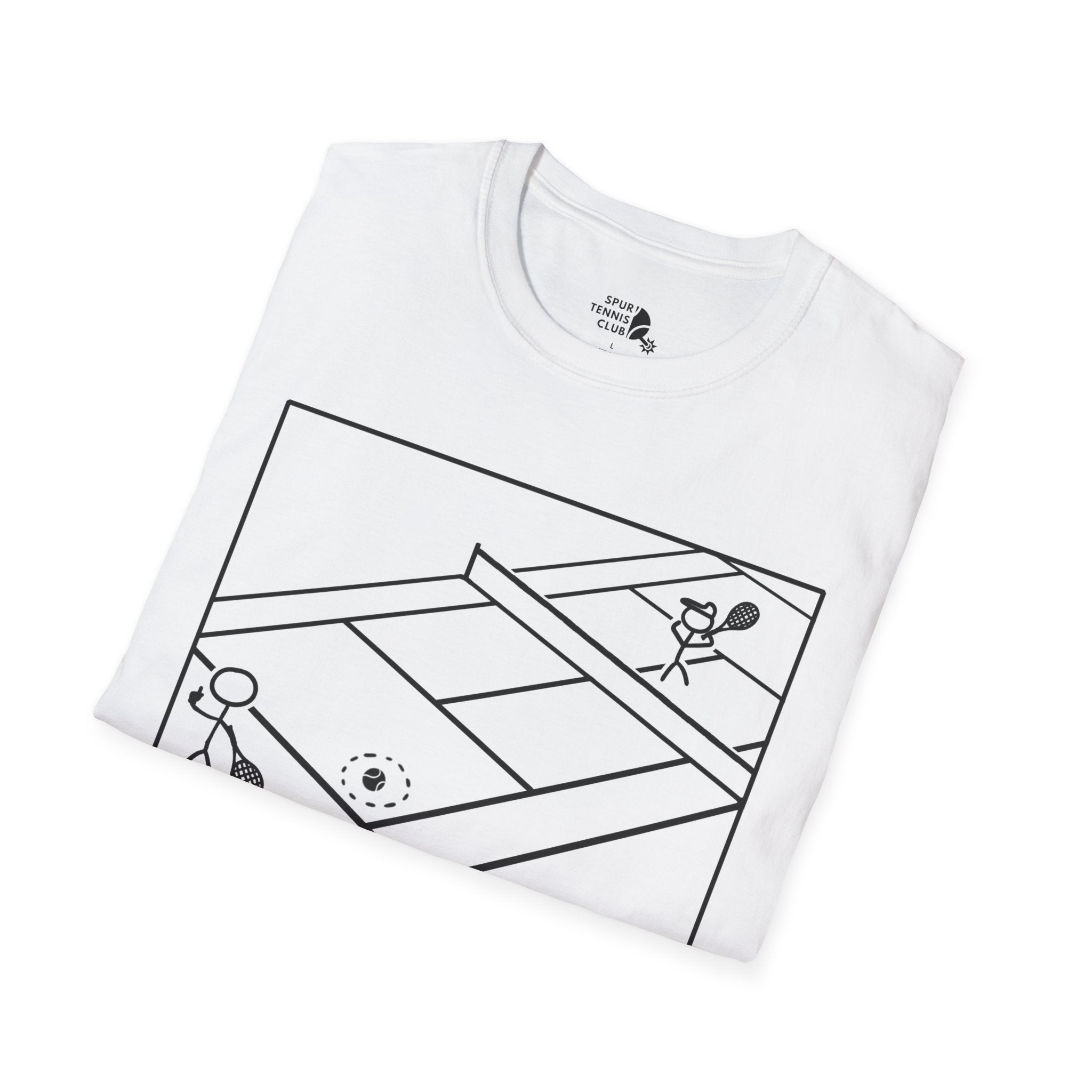 'OUT!' Funny Stick Figure Tennis Court Graphic Tee