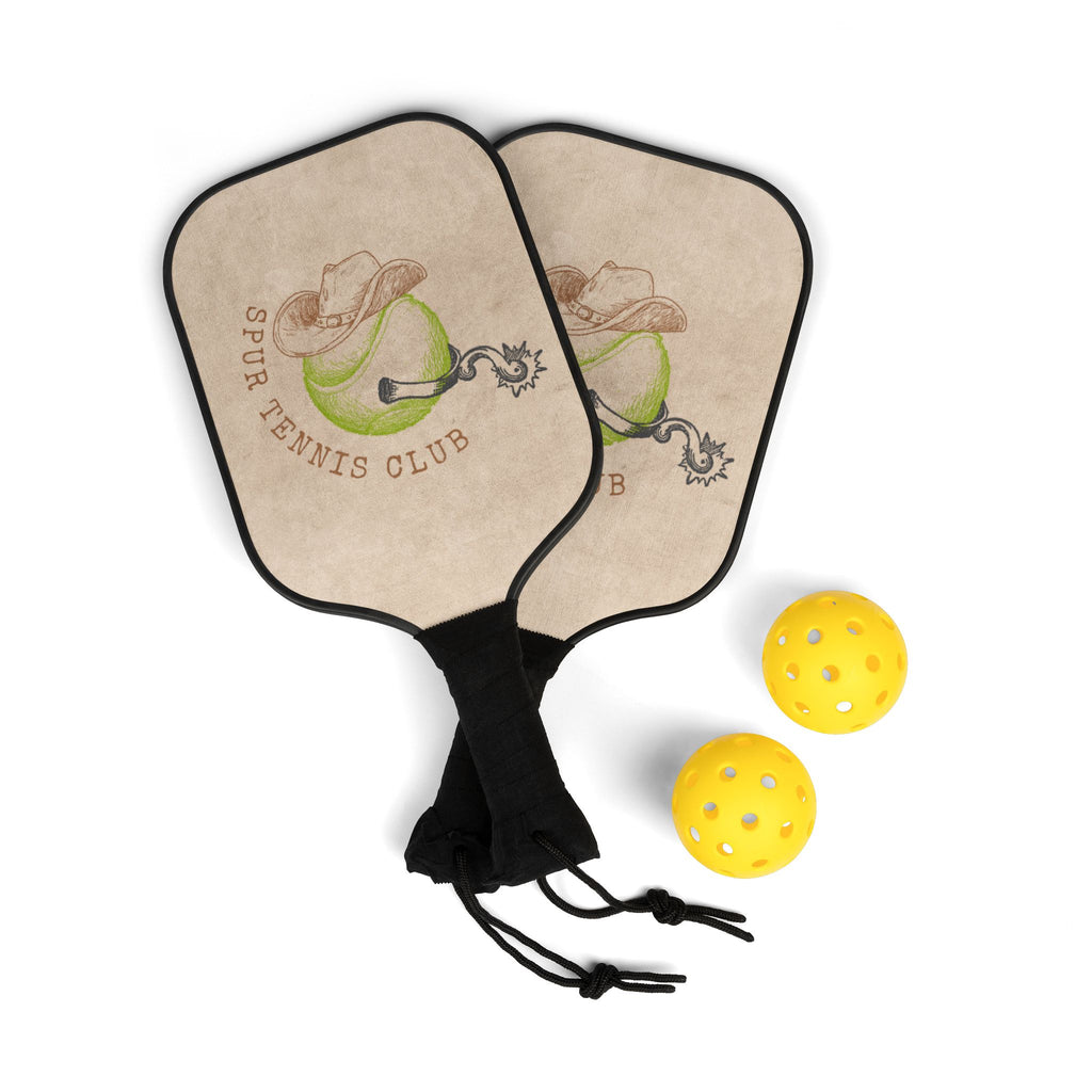 STC Vintage Western Pickleball Paddle Set (2 Paddles + Balls)